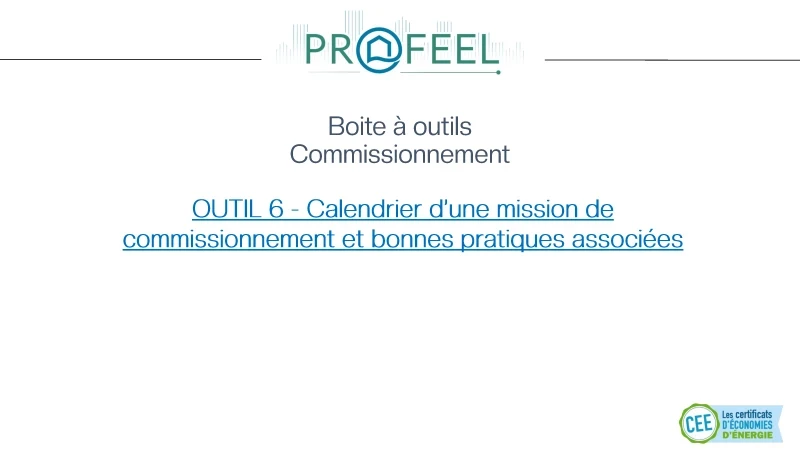 Calendrier du commissionnement et bonnes pratiques associées de PROFEEL - Miniature Page 1