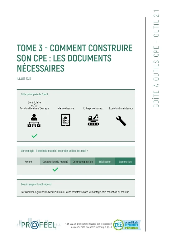 Guide de préparation du marché - tome 3 - Construire la documentation du marché de PROFEEL - Page 1 Guide de préparation du marché - tome 3 - Construire la documentation du marché de PROFEEL - Miniature Page 1