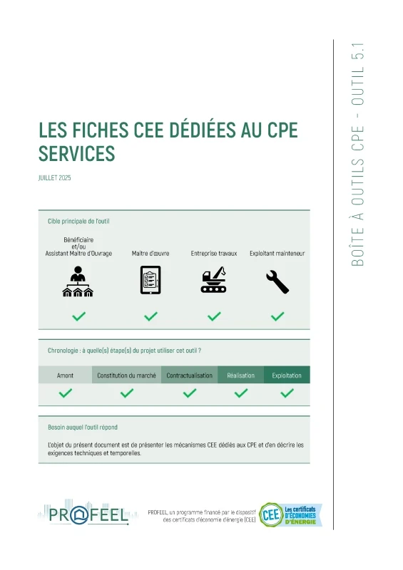 Les fiches CEE dédiées au CPE Services de PROFEEL - Miniature Page 1