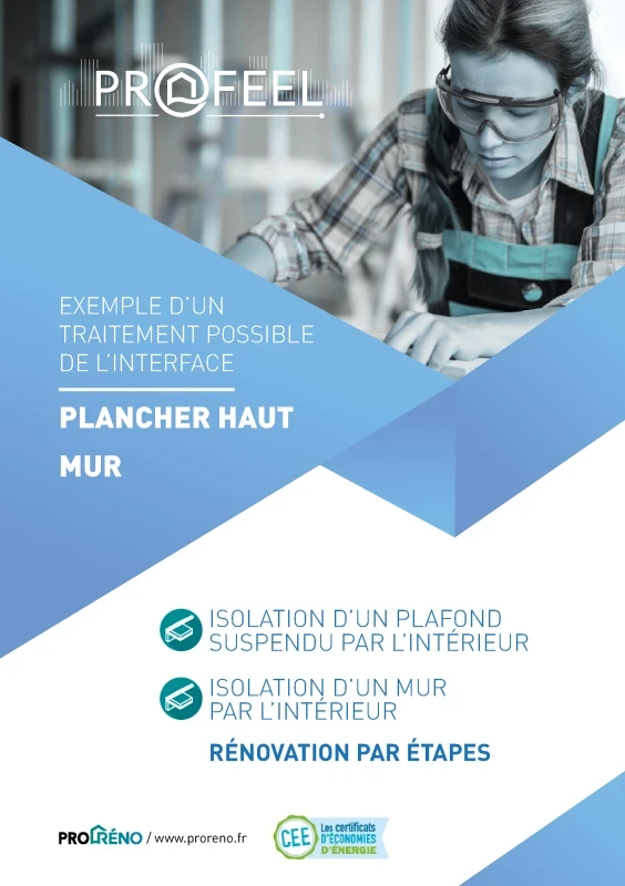 Calepin Interface | Plafond suspendu et mur isolé par l'intérieur (ITI) avec solives perpendiculaires - Rénovation par étapes de PROFEEL - Miniature Page 1
