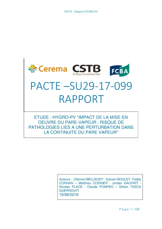 Etude Hygro-PV | Impact de la mise en œuvre du pare-vapeur de PROFEEL - Miniature Page 1