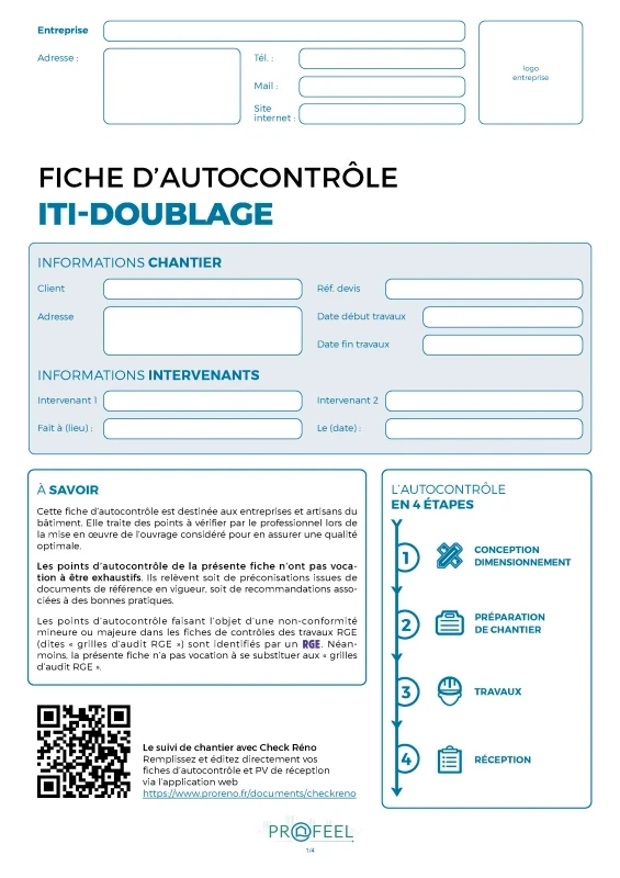 Fiche Autocontrôle - Isolation ITI - Doublage de PROFEEL - Miniature Page 1