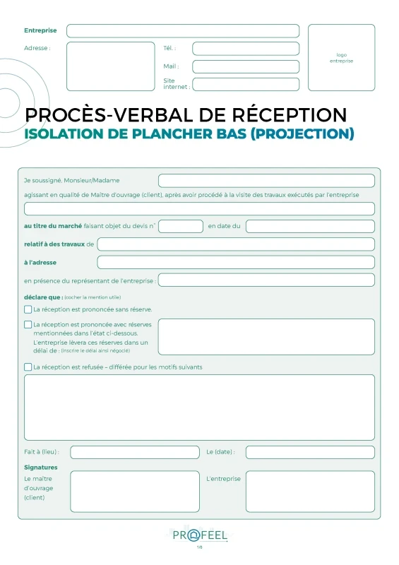 PV Réception travaux - Isolation plancher bas - Projection de PROFEEL - Miniature Page 1