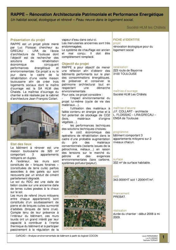 RAPPE : Rénovation Architecturale Patrimoniale et Performance Energétique de PROFEEL - Page 1