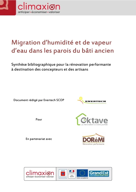 Migration d’humidité et de vapeur d’eau dans les parois du bâti ancien : Synthèse bibliographique pour la rénovation performante à destination des concepteurs et des artisans de PROFEEL - Page 1