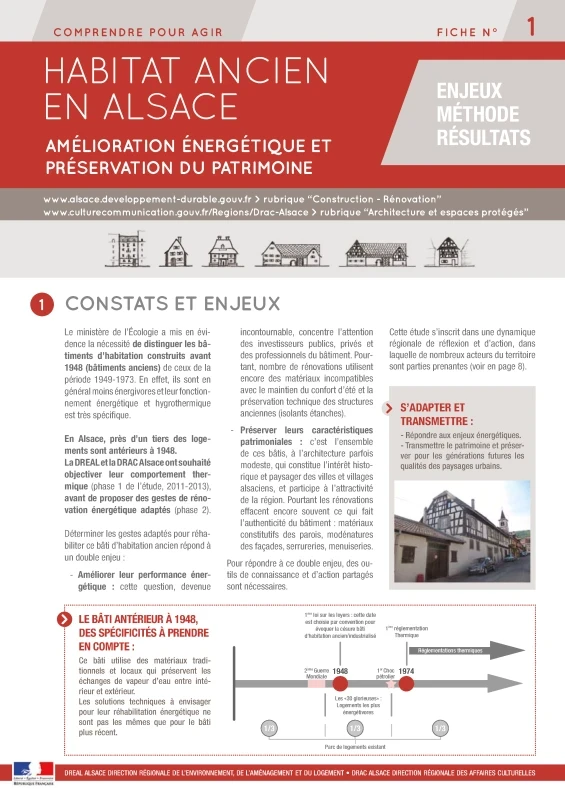 Habitat ancien en Alsace : Amélioration énergétique et préservation du patrimoine - Synthèse de PROFEEL - Page 1