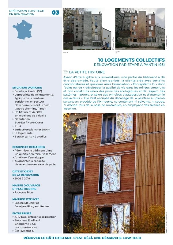 Fiche d'opération LowTech - Logement collectif de Pantin de PROFEEL - Page 1 Fiche d'opération LowTech - Logement collectif de Pantin de PROFEEL - Page 1