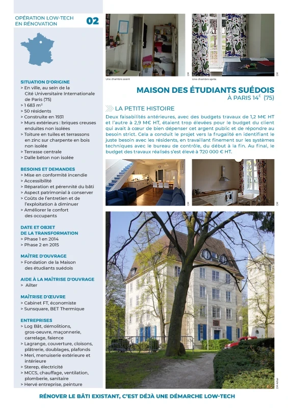 Fiche d'opération LowTech - Maison des étudiants suédois de PROFEEL - Page 1 Fiche d'opération LowTech - Maison des étudiants suédois de PROFEEL - Page 1