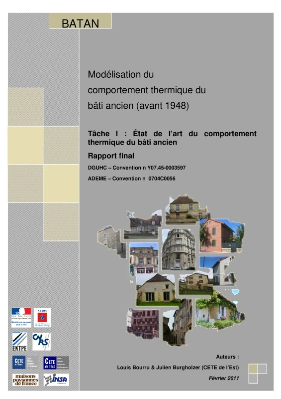 BATAN : Modélisation du comportement thermique du bâtiment ancien avant 1948_T1 de PROFEEL - Page 1 BATAN : Modélisation du comportement thermique du bâtiment ancien avant 1948_T1 de PROFEEL - Page 1