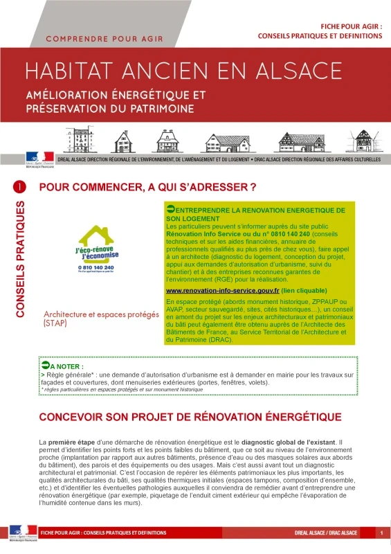 Habitat ancien en Alsace : Amélioration énergétique et préservation du patrimoine - Fiche conseils de PROFEEL - Page 1 Habitat ancien en Alsace : Amélioration énergétique et préservation du patrimoine - Fiche conseils de PROFEEL - Page 1
