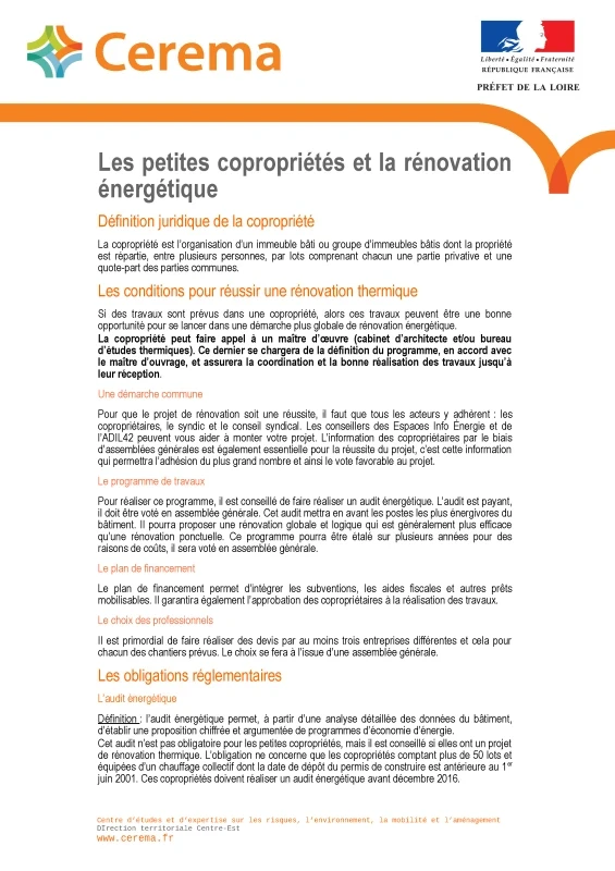 La rénovation du bâti ancien : les petites copropriétés et la rénovation énergétique de PROFEEL - Page 1