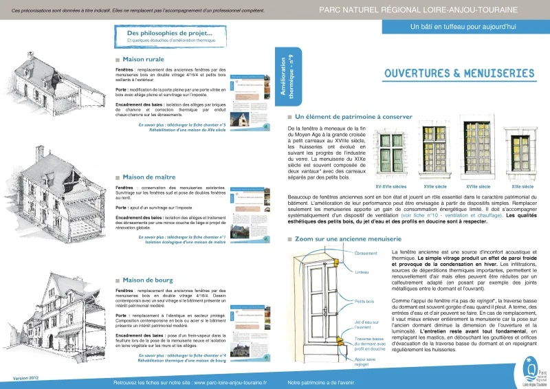 Référentiel technique "Un bâti en tuffeau pour aujourd'hui" - Ouvertures et menuiseries de PROFEEL - Page 1