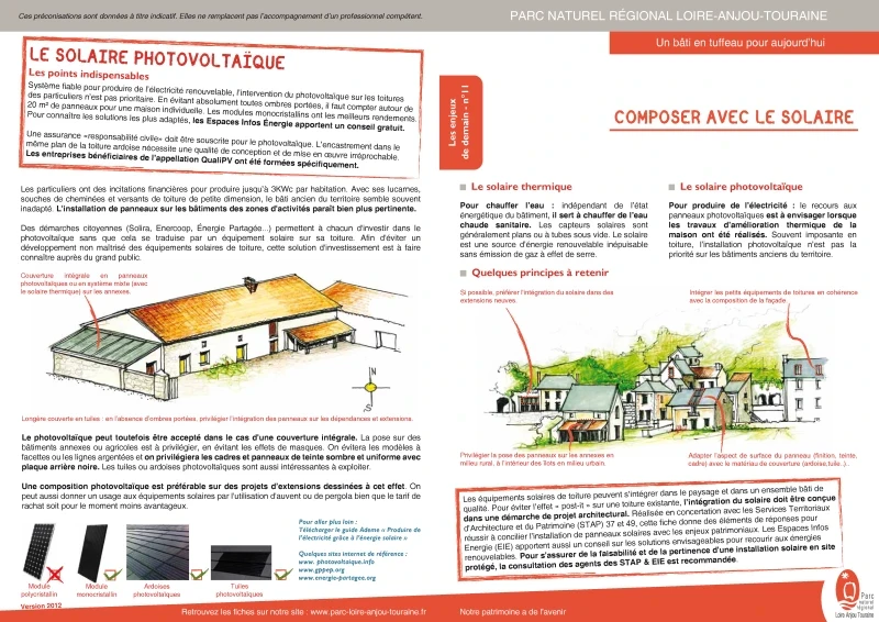 Référentiel technique "Un bâti en tuffeau pour aujourd'hui" - Composer avec le solaire de PROFEEL - Page 1