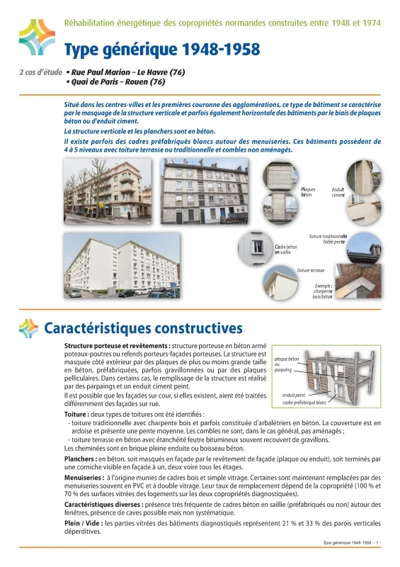 Réhabilitation énergétique des copropriétés normandes construites entre 1948 et 1974 - Type générique 1948-1958 de PROFEEL - Page 1 Réhabilitation énergétique des copropriétés normandes construites entre 1948 et 1974 - Type générique 1948-1958 de PROFEEL - Page 1