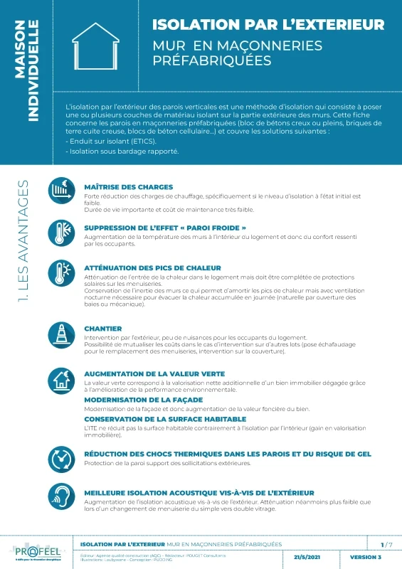 Fiche Solution PROFEEL - Maison individuelle - ITE sur maçonneries préfabriquées de PROFEEL - Page 1