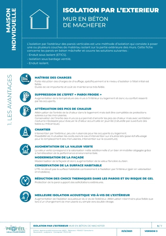 Fiche Solution PROFEEL - Maison individuelle - ITE sur mur béton de machefer de PROFEEL - Page 1