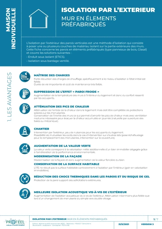 Fiche Solution PROFEEL - Maison individuelle - ITE sur mur en élements préfabriqués légers de PROFEEL - Page 1