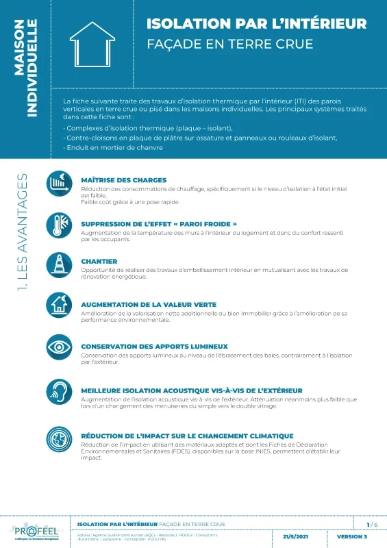 Fiche Solution PROFEEL - Maison individuelle - ITI sur mur en terre crue de PROFEEL - Page 1