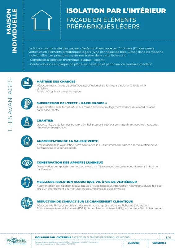 Fiche Solution PROFEEL - Maison individuelle - ITI sur mur en élements préfabriqués légers de PROFEEL - Page 1 Fiche Solution PROFEEL - Maison individuelle - ITI sur mur en élements préfabriqués légers de PROFEEL - Page 1