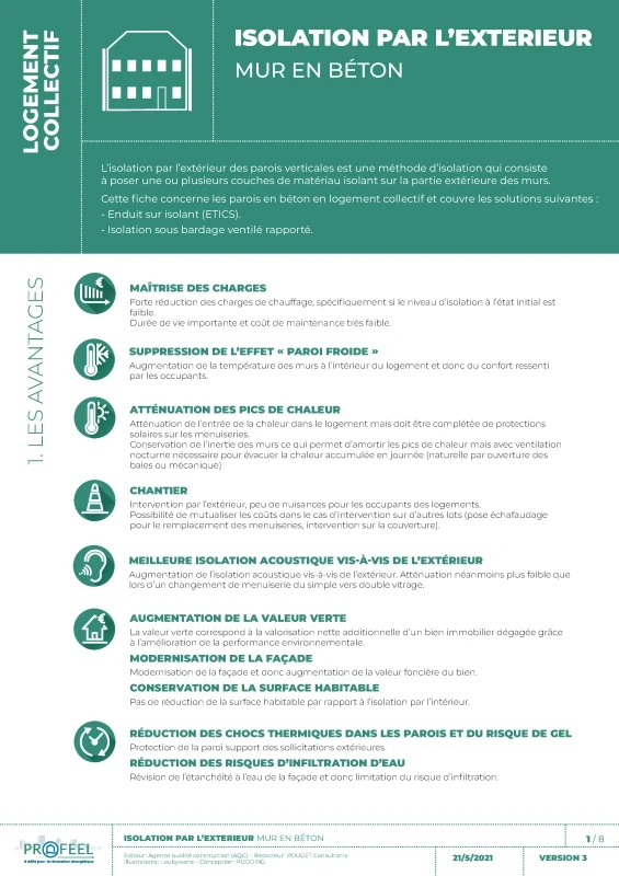 Fiche Solution PROFEEL - Logement collectif - ITE sur mur béton de PROFEEL - Page 1