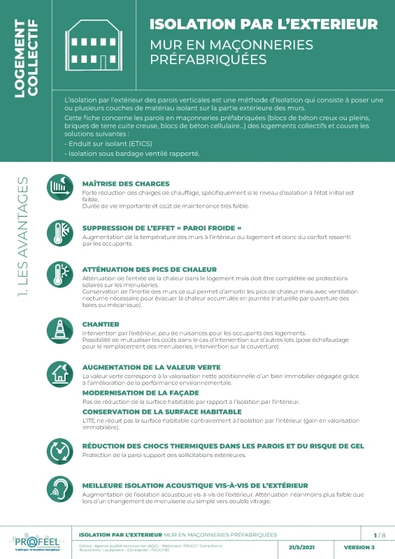 Fiche Solution PROFEEL - Logement collectif - ITE sur maçonneries préfabriquées de PROFEEL - Page 1