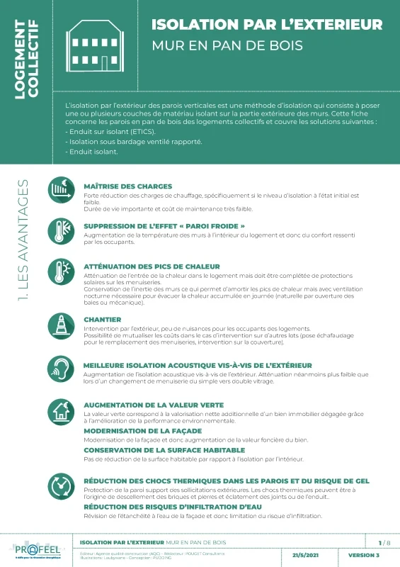 Fiche Solution PROFEEL - Logement collectif - ITE sur mur pans de bois de PROFEEL - Page 1