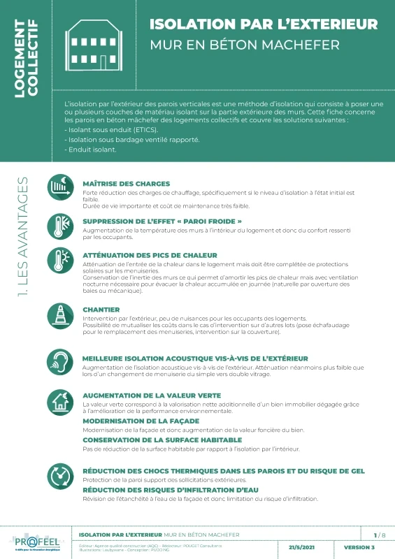 Fiche Solution PROFEEL - Logement collectif - ITE sur mur béton de machefer de PROFEEL - Page 1 Fiche Solution PROFEEL - Logement collectif - ITE sur mur béton de machefer de PROFEEL - Page 1
