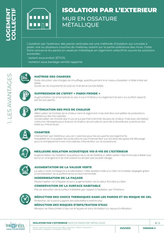 Fiche Solution PROFEEL - Logement collectif - ITE sur mur en ossature métallique de PROFEEL - Page 1