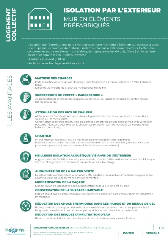 Fiche Solution PROFEEL - Logement collectif - ITE sur mur en élements préfabriqués de PROFEEL - Page 1