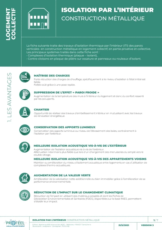 Fiche Solution PROFEEL - Logement collectif - ITI sur mur en ossature métallique de PROFEEL - Page 1