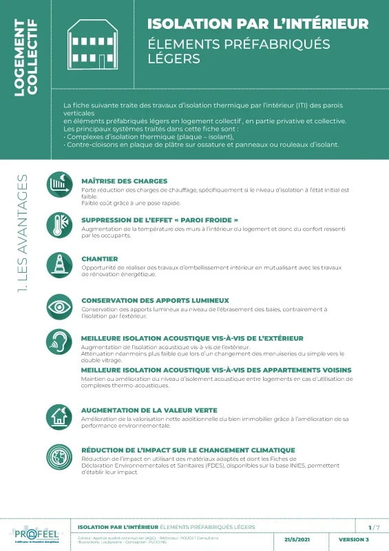 Fiche Solution PROFEEL - Logement collectif - ITI sur mur en élements préfabriqués de PROFEEL - Page 1