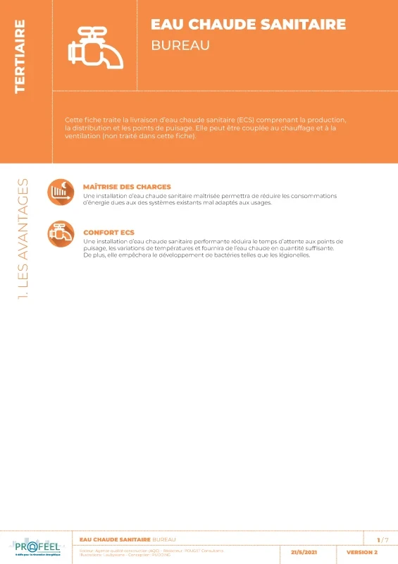 Fiche Solution PROFEEL - Bureaux - Production d'eau chaude sanitaire de PROFEEL - Page 1 Fiche Solution PROFEEL - Bureaux - Production d'eau chaude sanitaire de PROFEEL - Page 1