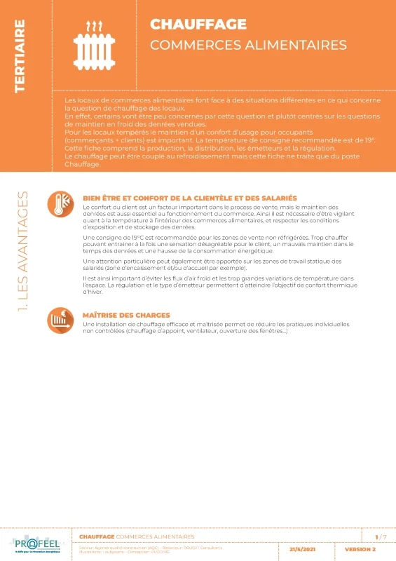 Fiche Solution PROFEEL - Commerces alimentaires - Installation de chauffage de PROFEEL - Page 1 Fiche Solution PROFEEL - Commerces alimentaires - Installation de chauffage de PROFEEL - Page 1