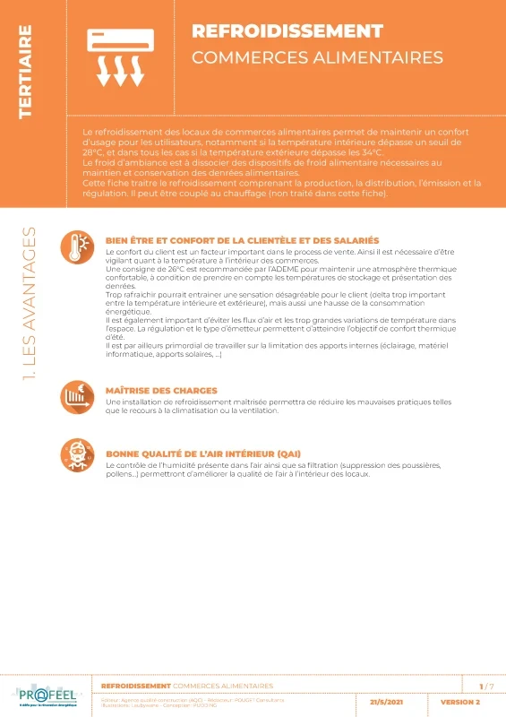 Fiche Solution PROFEEL - Commerces alimentaires - Refroidissement des locaux de PROFEEL - Page 1