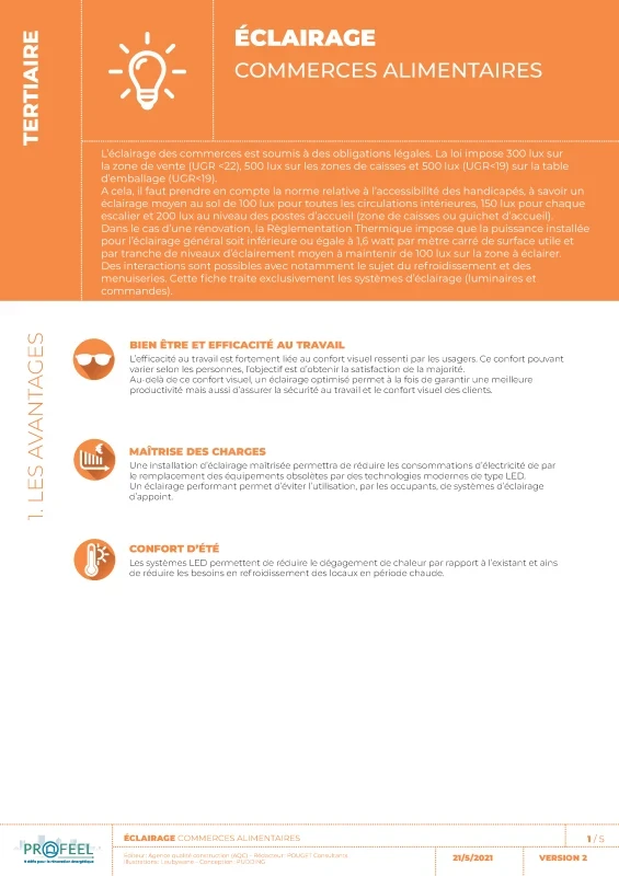 Fiche Solution PROFEEL - Commerces alimentaires - Système d'éclairage de PROFEEL - Page 1