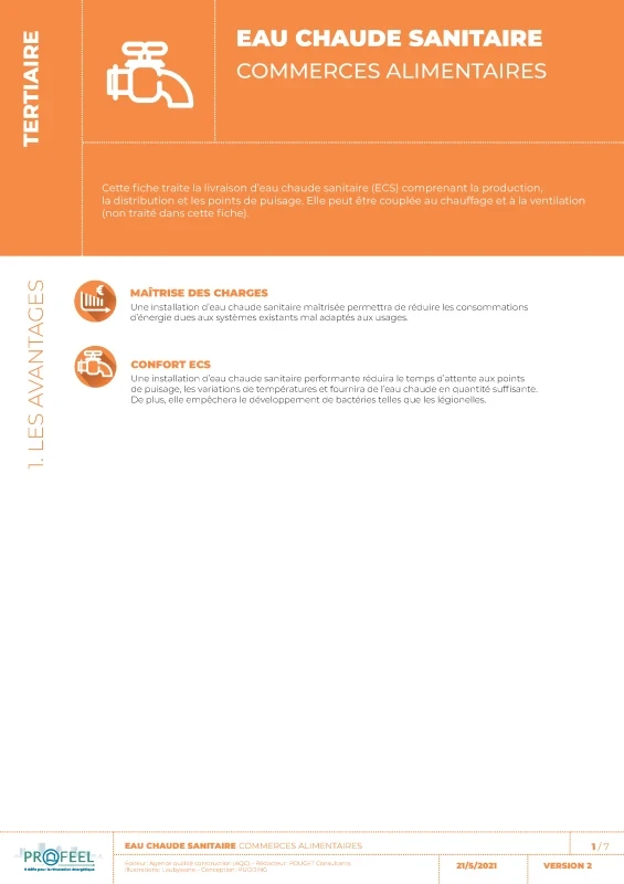 Fiche Solution PROFEEL - Commerces alimentaires - Production d'eau chaude sanitaire de PROFEEL - Page 1