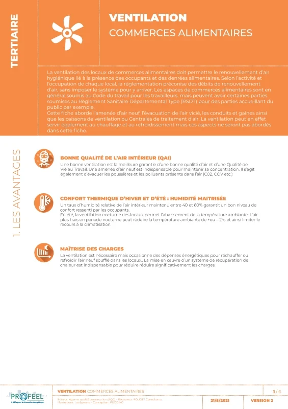 Fiche Solution PROFEEL - Commerces alimentaires - Ventilation des locaux de PROFEEL - Page 1