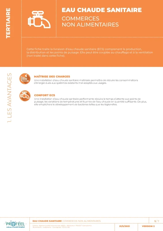Fiche Solution PROFEEL - Commerces non alimentaires - Production d'eau chaude sanitaire de PROFEEL - Page 1