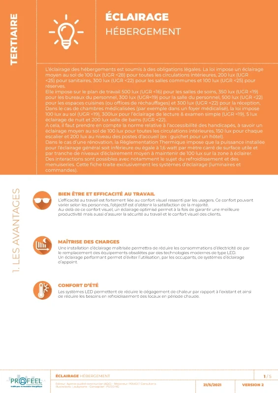 Fiche Solution PROFEEL - Hébergement - Système d'éclairage de PROFEEL - Page 1
