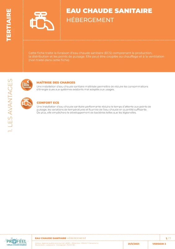 Fiche Solution PROFEEL - Hébergement - Production d'eau chaude sanitaire de PROFEEL - Page 1