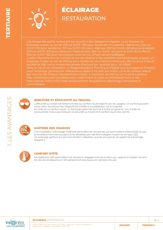 Fiche Solution PROFEEL - Restauration - Système d'éclairage de PROFEEL - Page 1