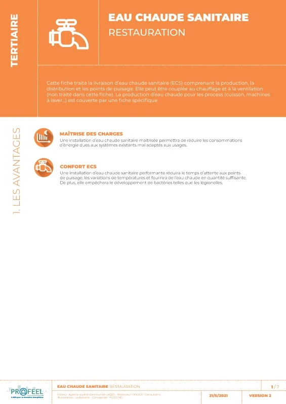 Fiche Solution PROFEEL - Restauration - Production d'eau chaude sanitaire de PROFEEL - Page 1