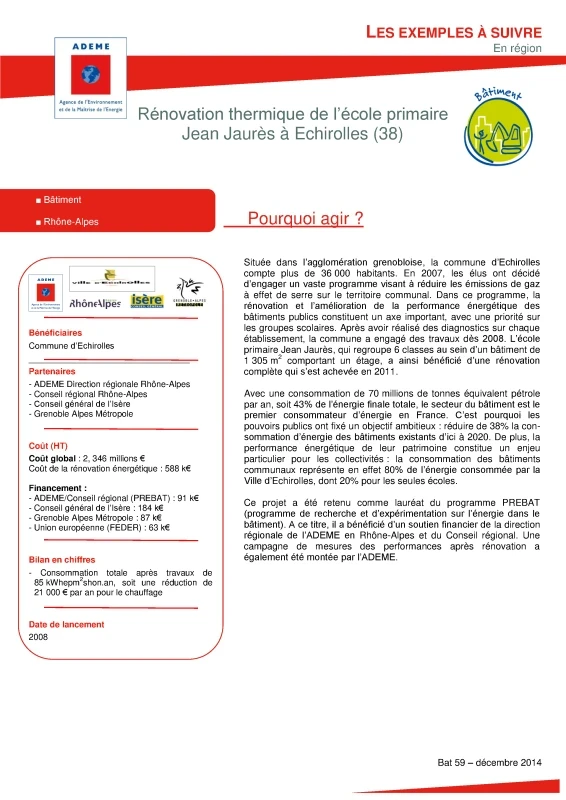 Rénovation thermique de l'école primaire Jean Jaurès à Echirolles (38) de PROFEEL - Page 1