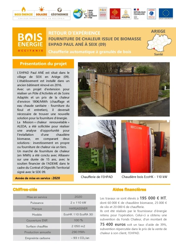 Fourniture de chaleur issue de biomasse : EHPAD Paul Ané à Seix (09) de PROFEEL - Page 1 Fourniture de chaleur issue de biomasse : EHPAD Paul Ané à Seix (09) de PROFEEL - Page 1