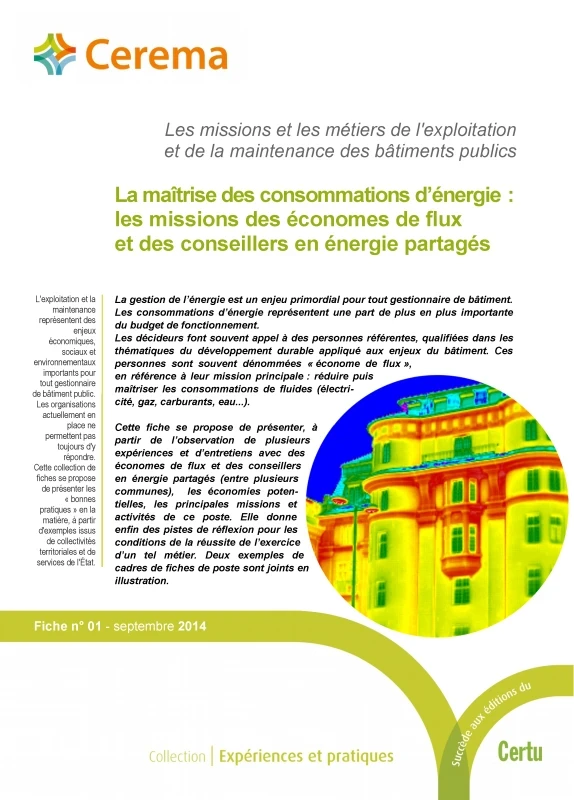 La maîtrise des consommations d’énergie : les missions des économes de flux et des conseillers en énergie partagés de PROFEEL - Page 1