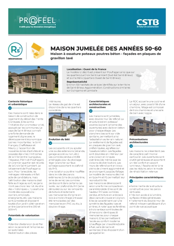 Maisons jumelées, années 50-60 - Typologie RénoStandard de PROFEEL - Page 1