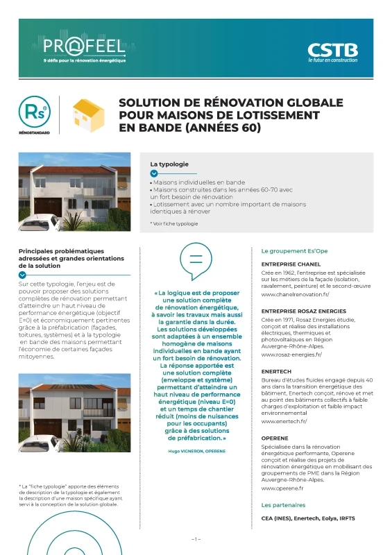 Maisons de lotissement en bande - Solution RénoStandard de PROFEEL - Page 1
