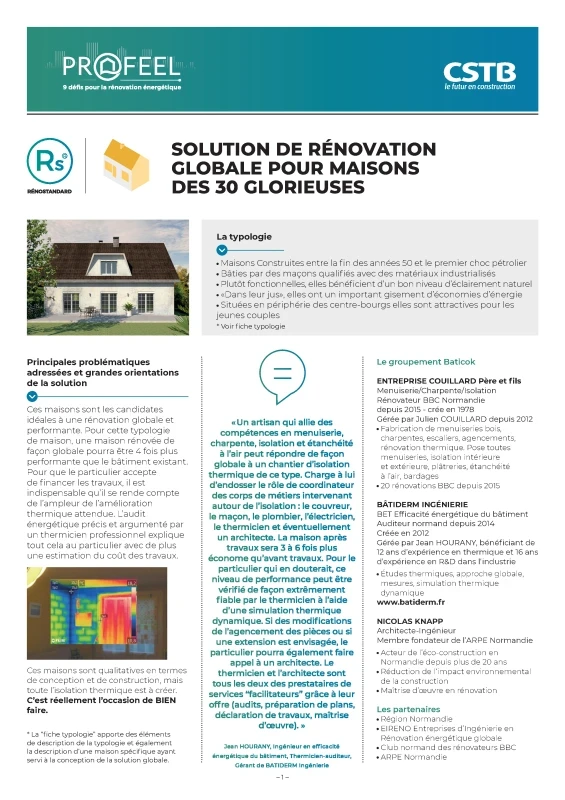 Maisons des Trente Glorieuses - Solution RénoStandard de PROFEEL - Page 1 Maisons des Trente Glorieuses - Solution RénoStandard de PROFEEL - Page 1
