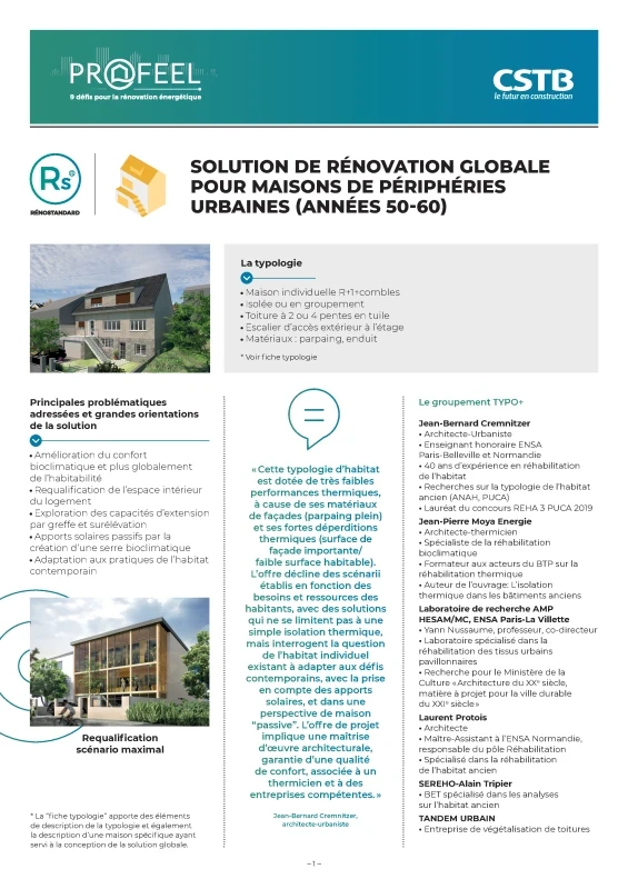 Maisons de périphérie urbaine, années 1950-1960 - Solution RénoStandard de PROFEEL - Page 1 Maisons de périphérie urbaine, années 1950-1960 - Solution RénoStandard de PROFEEL - Page 1