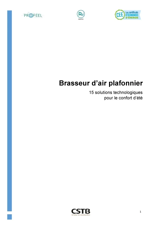 Brasseur d’air plafonnier | Fiche solution technologique pour le confort d’été de PROFEEL - Page 1